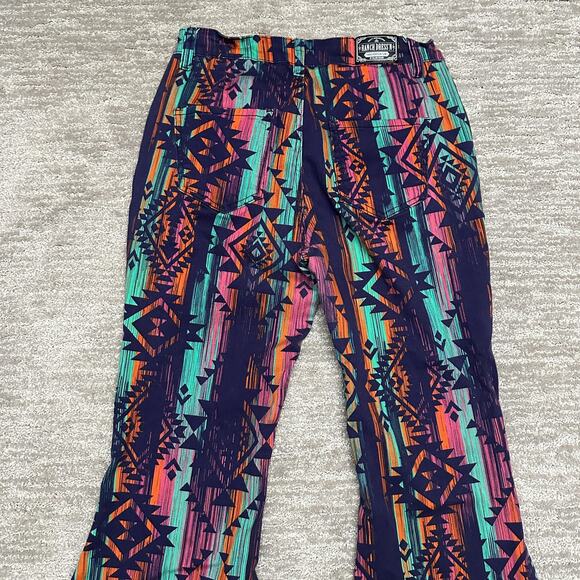 Ranch Dressn Pants Womens 10 Colorful Aztec Flare Bell Bottom Southwestern - Picture 5 of 15